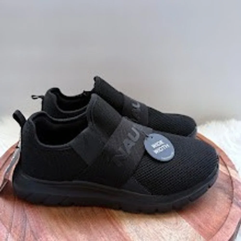 Nautica Tobin Slip On Sneakers triple Black Wide Width Mens Shoes Size 9.5 W